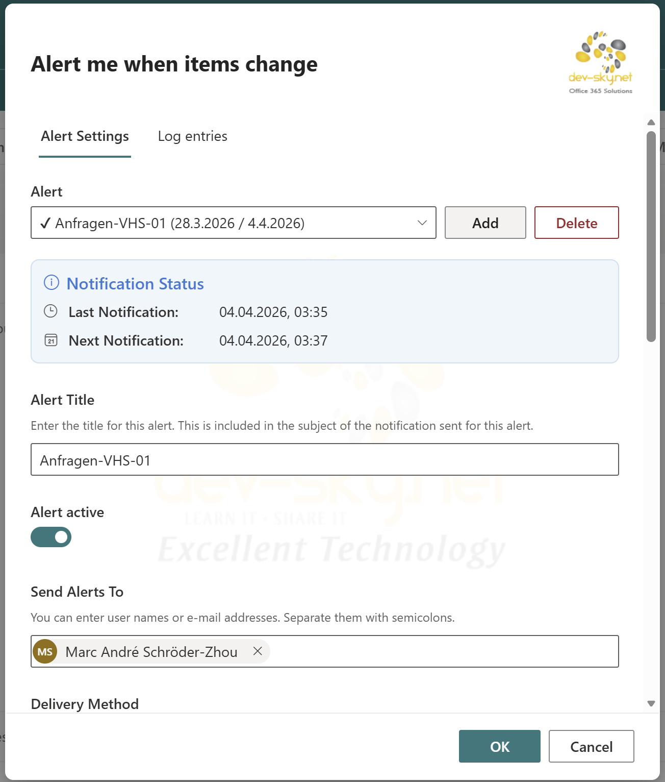 SP Notify – notification setup